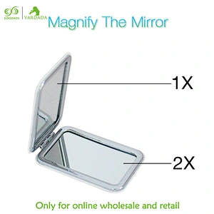 Bright blue PU leather high quality double sided mirror, 2X magnifying glass, fashion gift advertising promotion in stock.