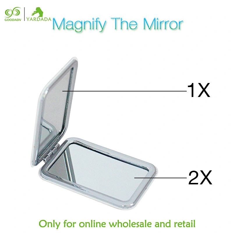 Bright blue PU leather high quality double sided mirror, 2X magnifying glass, fashion gift advertising promotion in stock.