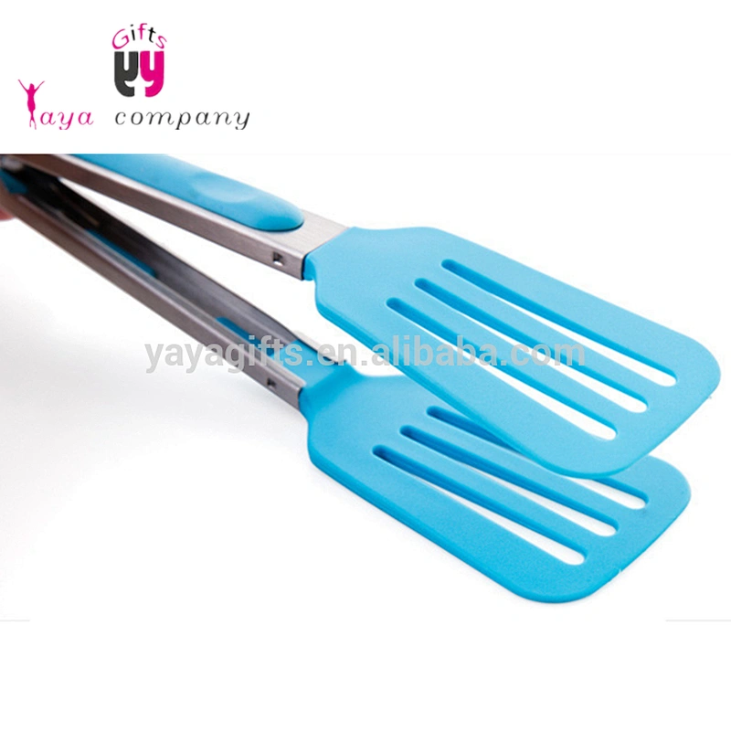 Food Grade Heat Resistant Stainless Steel Locking Silicon Spatula Tongs