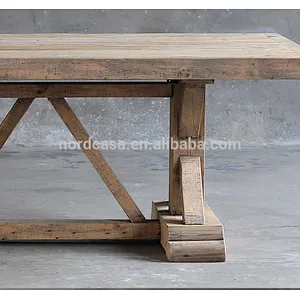 Antique Rustic Style Solid Wood Dining Table Old Elm Handmade Elegant Dining Table