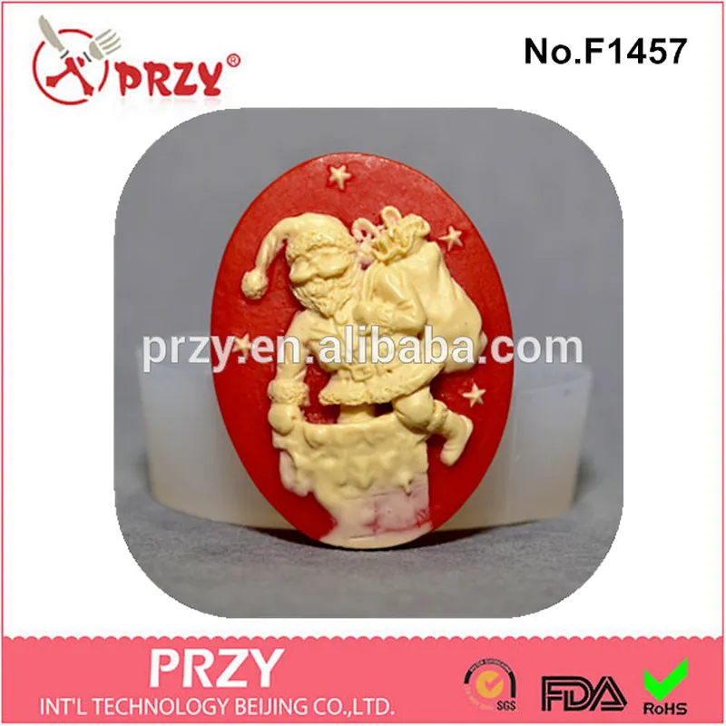 F1457 Food grade Santa claus silicone fondant mold for cake decorating
