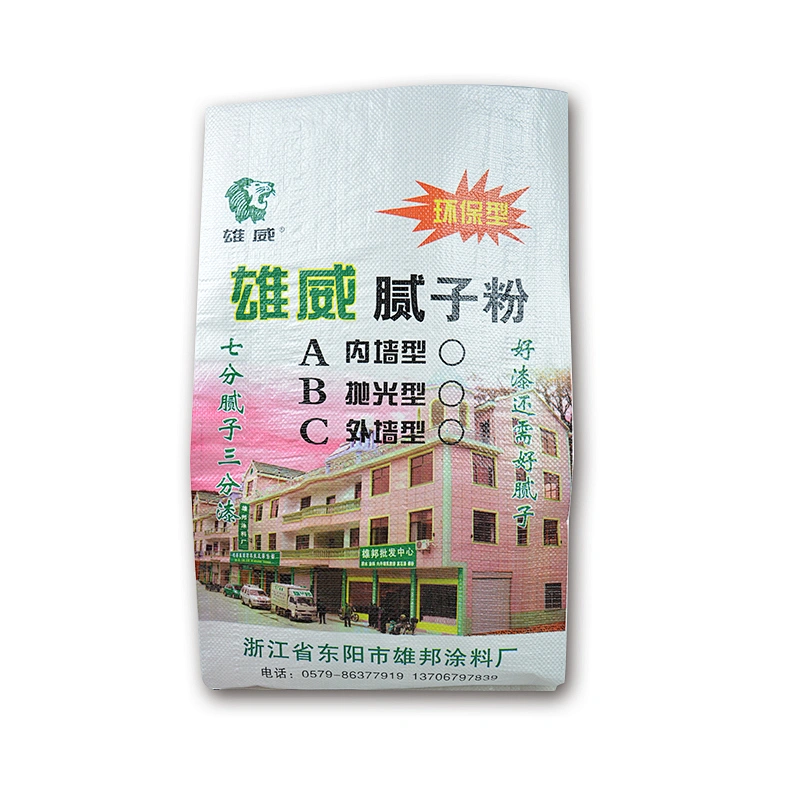 Customized wholesale recycled white plastic pp woven bag for Wall putty powder