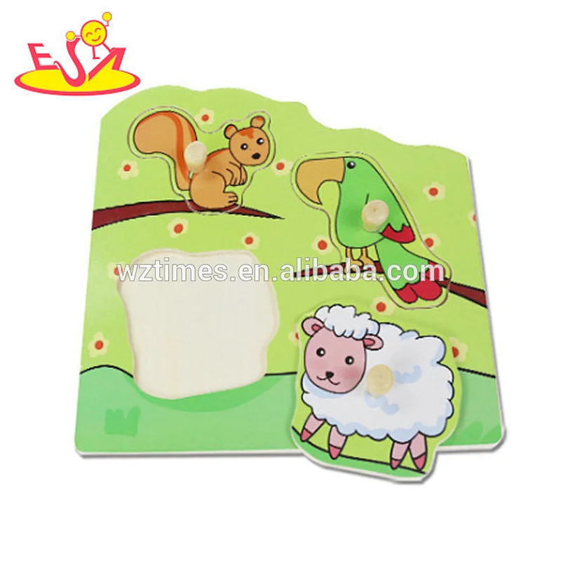 Wholesale early education toy animal theme wooden peg puzzle for 2 year olds baby W14M142