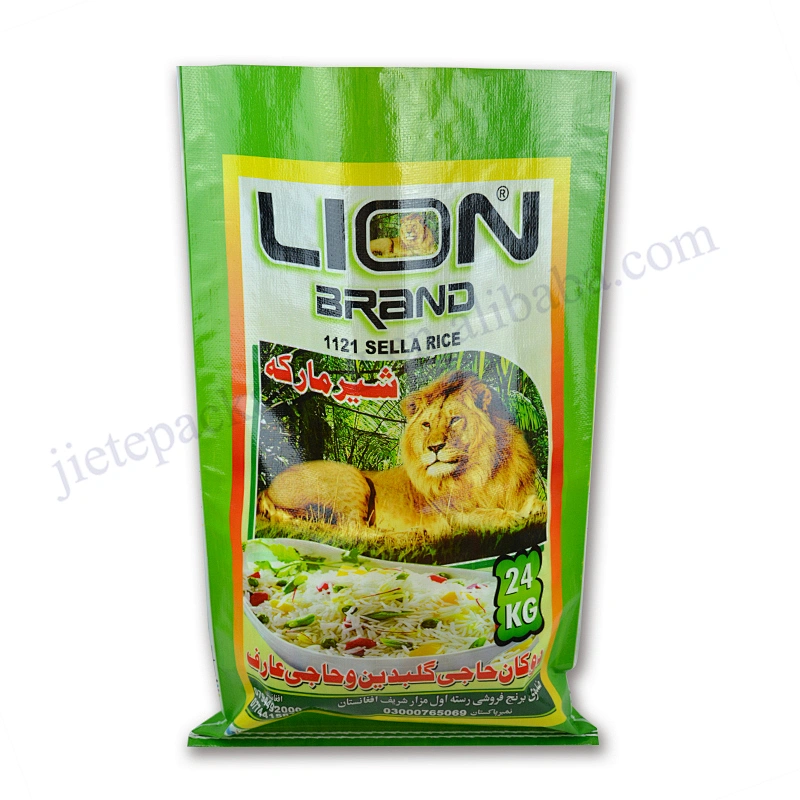 Green transparent virgin pp woven rice bag 25kg packaging