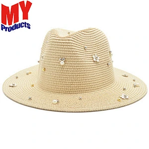 2016 Top sale wholesale striped floppy hat bowler straw hat