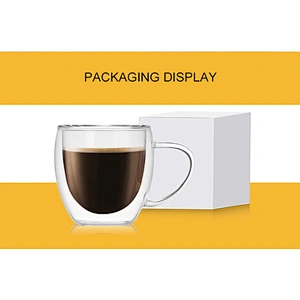 2018 Creative Style 250 ML Double Glass Cup Transparency Coffee Mug With Customized Logo