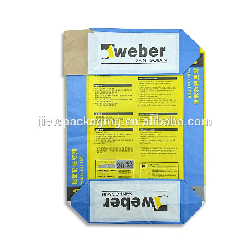 High quality 50kg 20kg polypropylene woven, kraft paper valve bag packing cement, glue, mortar