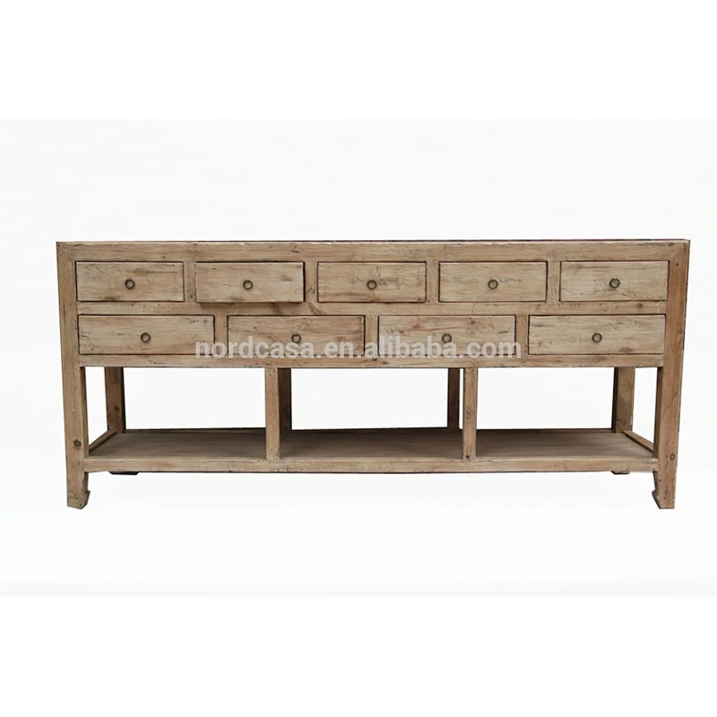 Natural wood nine drawer antique cabinet old table chinese antique furniture Beijing of antique furniture buffet cabinet