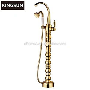 Gold Plated Desk Mounted Sanitary Ware Thermostatic Brass Bathroom Shower Faucet Sets