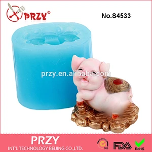 S4533 Lucky Pig candle /soap mold,silicone luckly pig mold,3d silicone soap mold