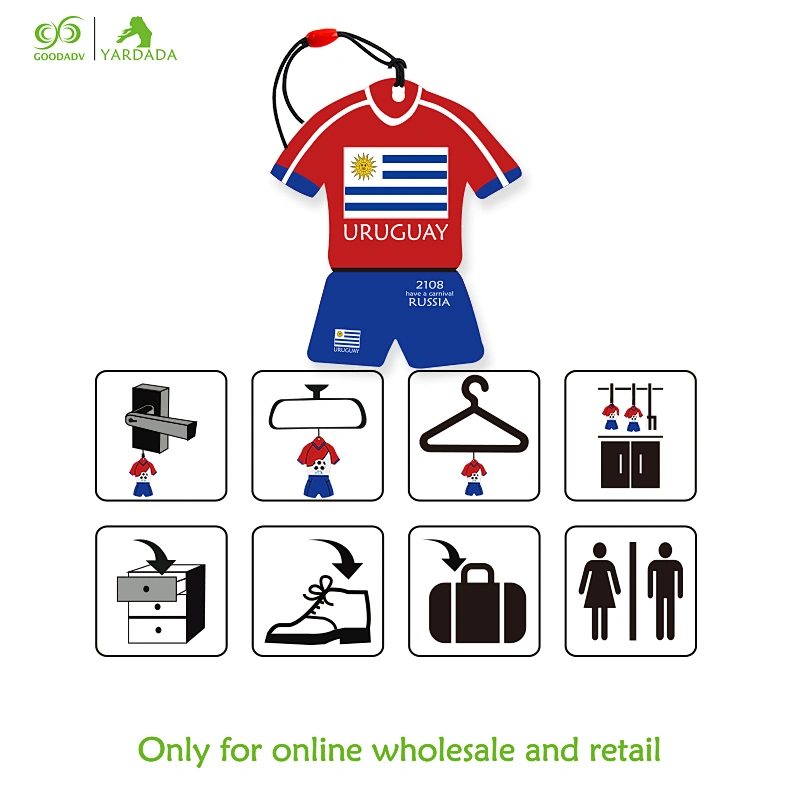 Uruguay football World Cup, new design, ball clothing, car air freshener, 8 kinds of hot sale smell in stock.
