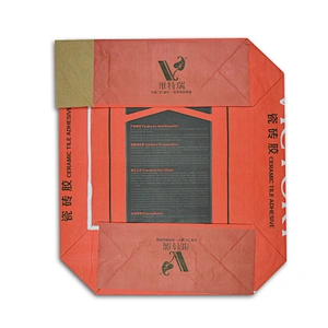 Kraft paper valve bags with block bottom for packing cement, tile adhesive, mortar