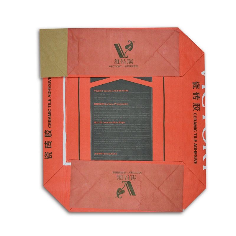 Kraft paper valve bags with block bottom for packing cement, tile adhesive, mortar