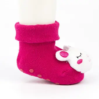 Autumn Winter wholesale kids manufacturers Newborn non slip floor lovely cartoon cat bear coral velvet Baby shoe Socks