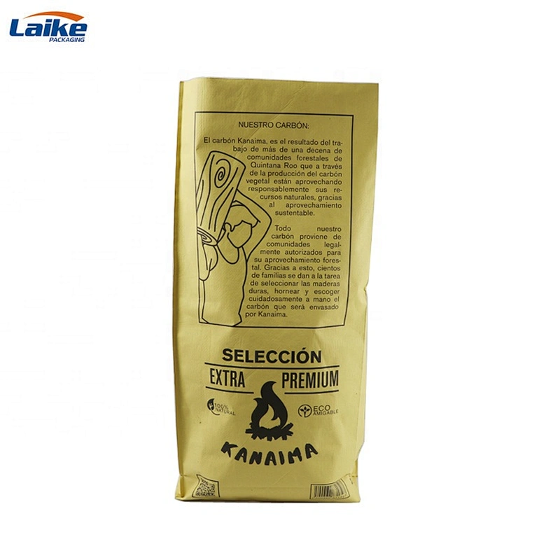 Block bottom charcoal kraft paper bag for activaed charcoal 10kg 15kg 16kg