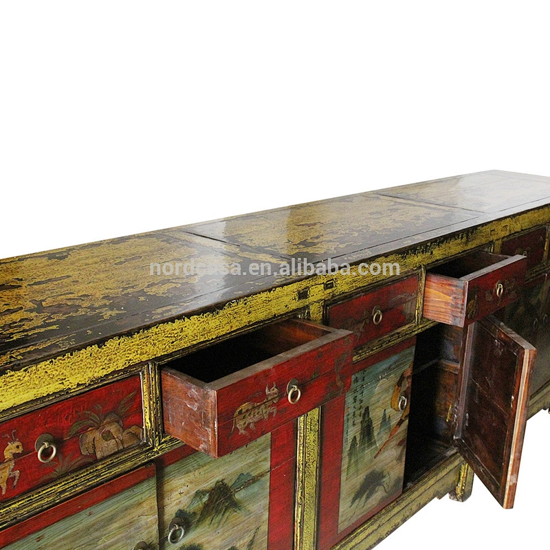 16050701 Sun Wukong Chinese Antique Furniture Painted cabinet
