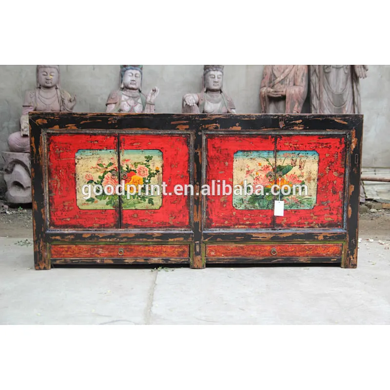Vintage Rustic Furniture Mongolia Cabinet