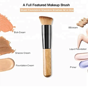 Wooden Handle Professional Human Hair Makeup Brush Customized Logo Foundation Powder Make Up Brush Set For Travel