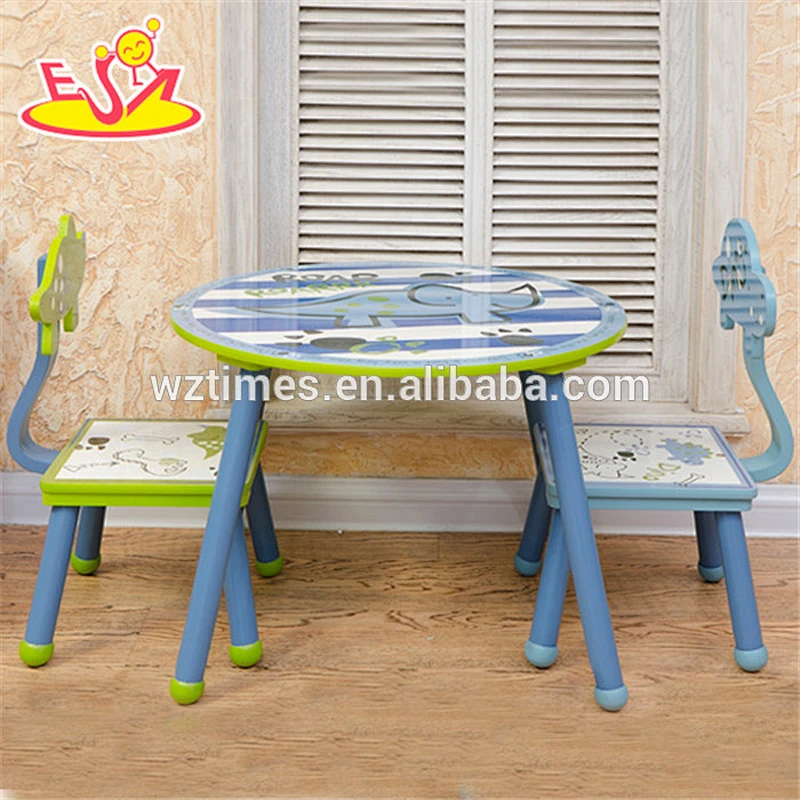 wholesale high quality children wooden table and 2 chairs newly fashionable baby wooden table and 2 chairs W08G153