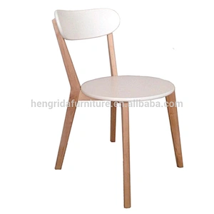 Scandinavian Retro White wood dining Chairs with Solid birch Legs
