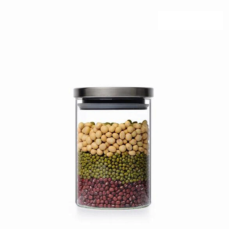 Kitchen Airtight Glass Canister Promotional High Borosilicate Storage Glass Bottle Transparent Food Glass Jar