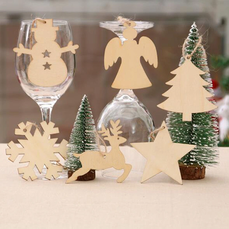 Free Sample Unique Christmas Decoration Gift Elk Snowman Snowflake Angel Pattern Christmas Tree Crafts Pendant