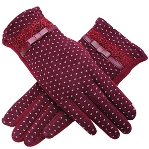 Women Lady's Winter Cotton Warm Five Finger Gloves For Women