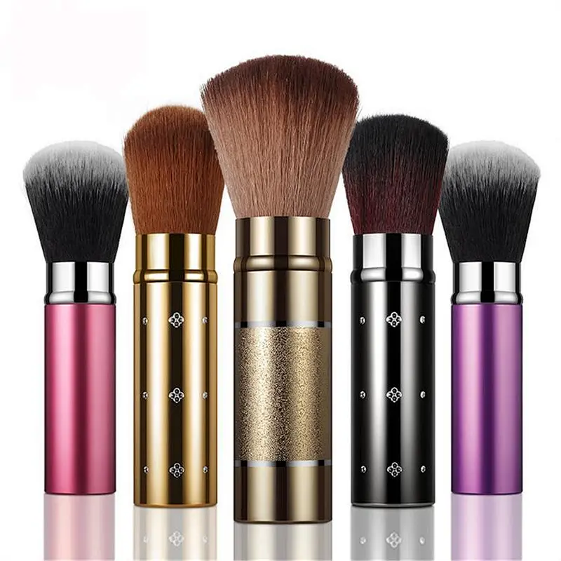 Wholesale high quality cosmetic makeup brush professional private label retractable blush powder make up brush