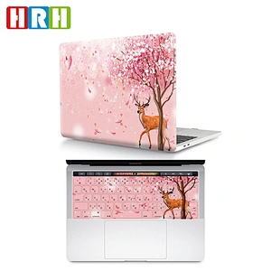 2 In 1 Cherry Blossom clear plastic case custom laptop case pu and Silicone Keyboard Protector for Mac Pro Touch Bar
