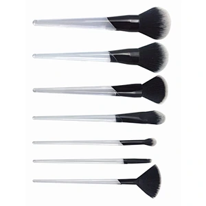 Professional 7pcs transparent handle synthetic hair custom logo makeup brush set