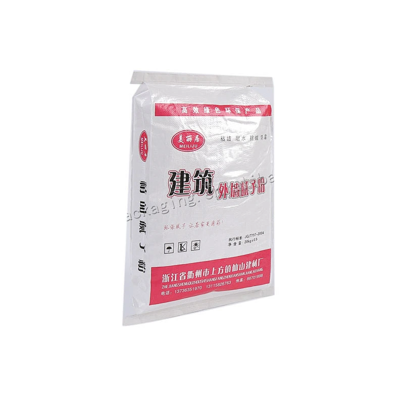 Construction use pearl film laminated 20kg pp woven cement bag for interior wall putty,dry mortar,tile adhesive