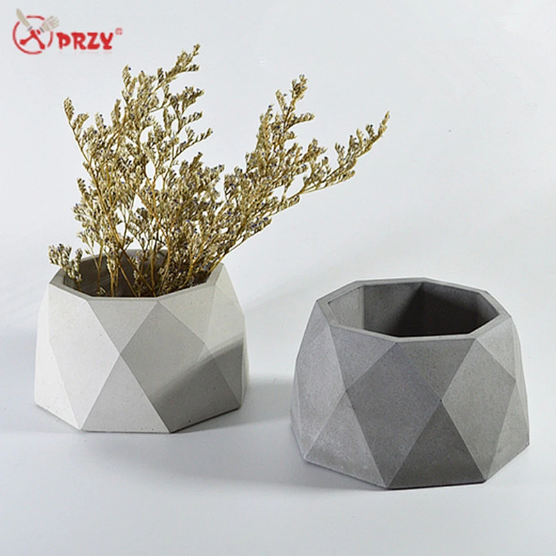 Noric Geometric octagon Concrete flower pot molds silicone diamond Cement Desktop Decorations Molds