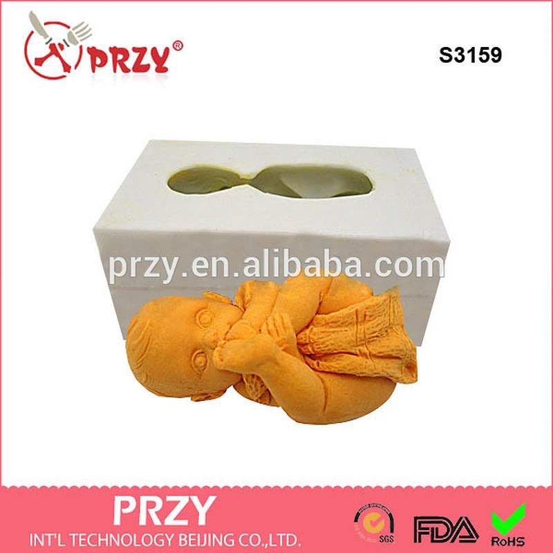 S3159 custom 3D baby fondant silicone soap molds for baking baby silicone mould