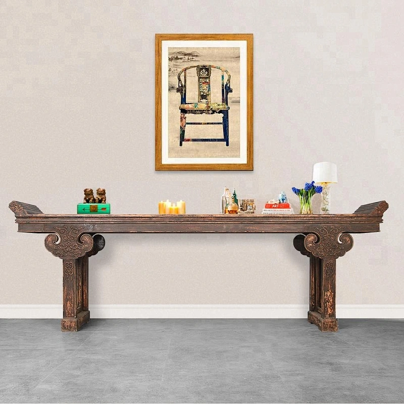 wholesale chinese oriental antique distressed solid wood side console table altar table