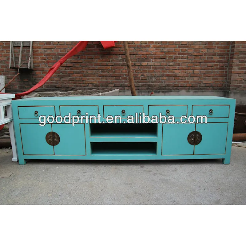 Chinese antique furniture green tv cabinet