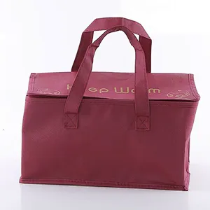 Custom wholesale brown insulated non woven bag with zipper