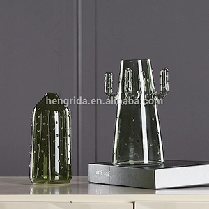 Cactus Glass Vase With Color for Home Deco and Flower