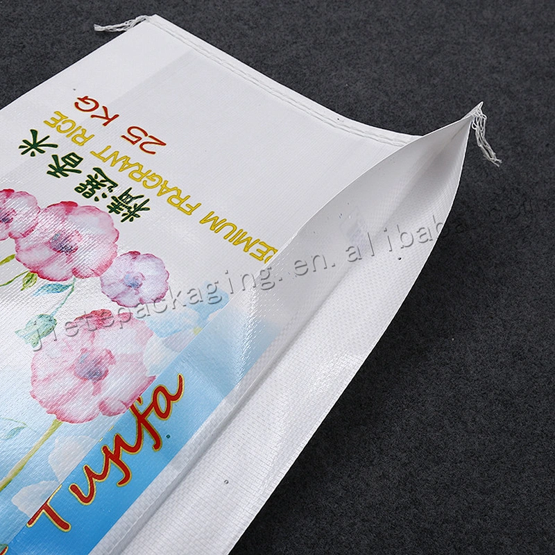 Made in china pp woven fabric rice bag plastic packaging sack 25kg