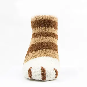 baby colorful double cuff pompoms thick cotton winter socks