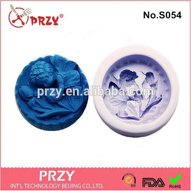 PRZY S054 silicone little boy with flower soap mold , silicone faery soap mold