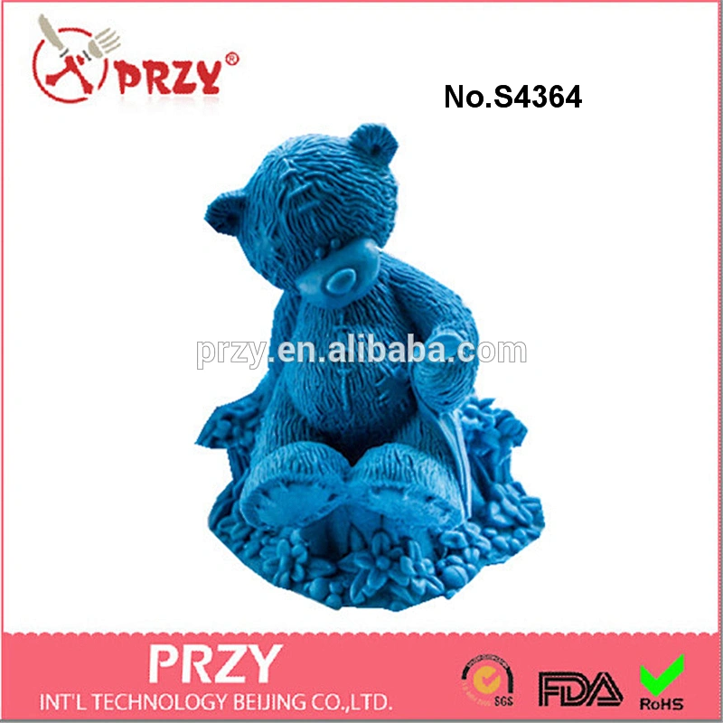 S4364 Teddy on a Stump 3d Mold ,Soap Mold, Silicone handmade soap mold