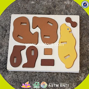 2018 New design baby wooden animal puzzle diy kids wooden animal puzzle funny children wooden animal puzzle W14G039