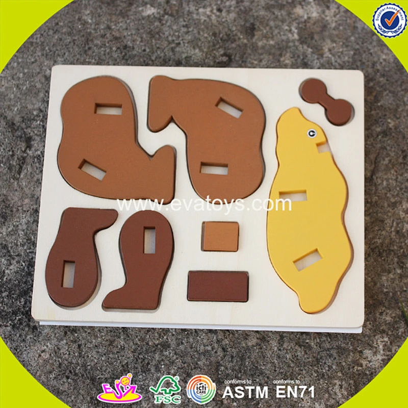 2018 New design baby wooden animal puzzle diy kids wooden animal puzzle funny children wooden animal puzzle W14G039