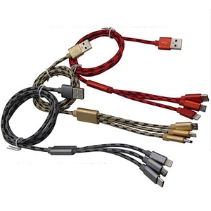 New product mobile smart phone nylon braided 3 in 1 micro usb extension type c charger data cable