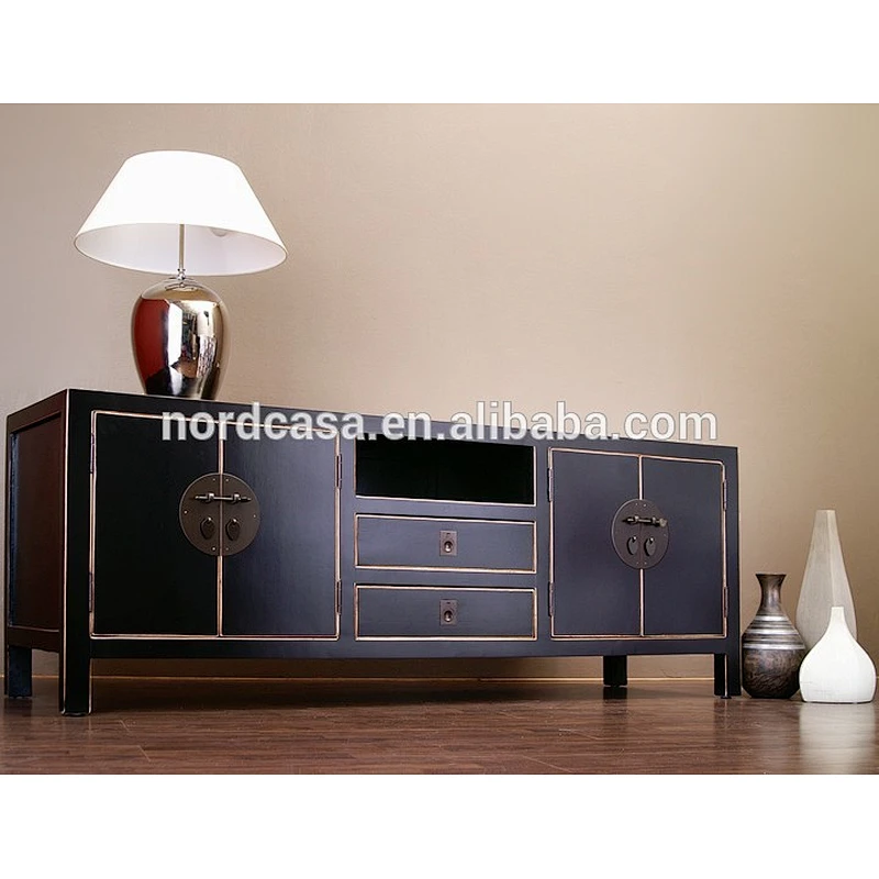 wooden color antique reproduction distressed sideboard buffet tv media console