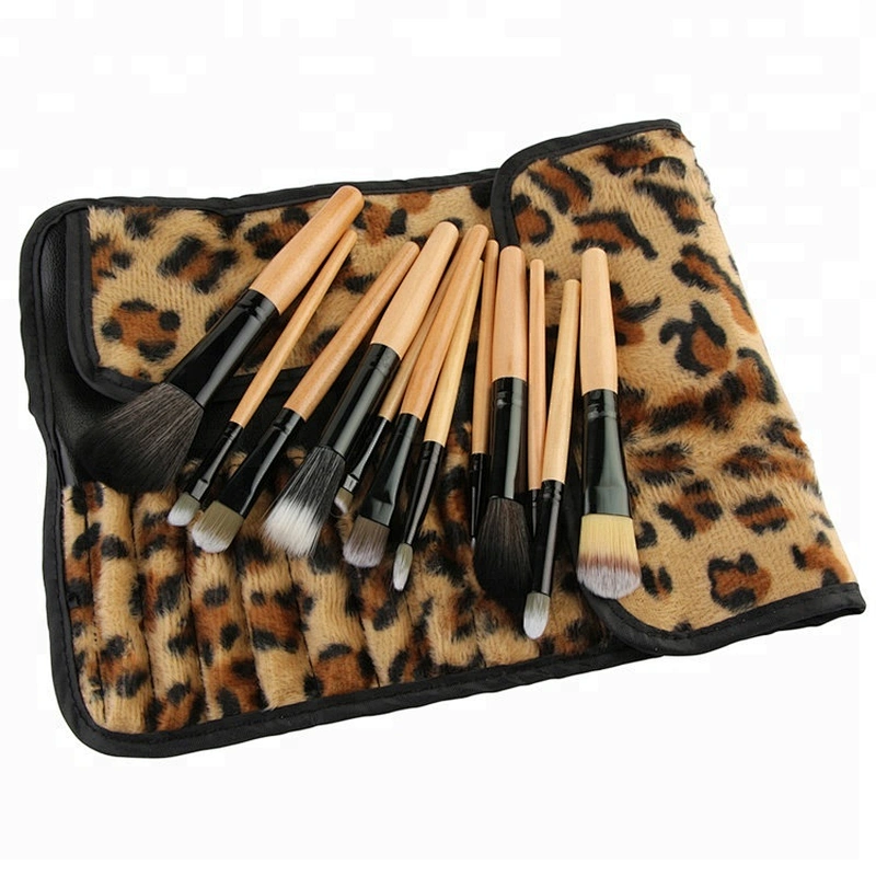 12PCS Makeup Brushes Set Powder Foundation Cream Blush Eyeshdow Lip Brush Sexy Leopard PU Case Beauty Cosmetic Tool Kits