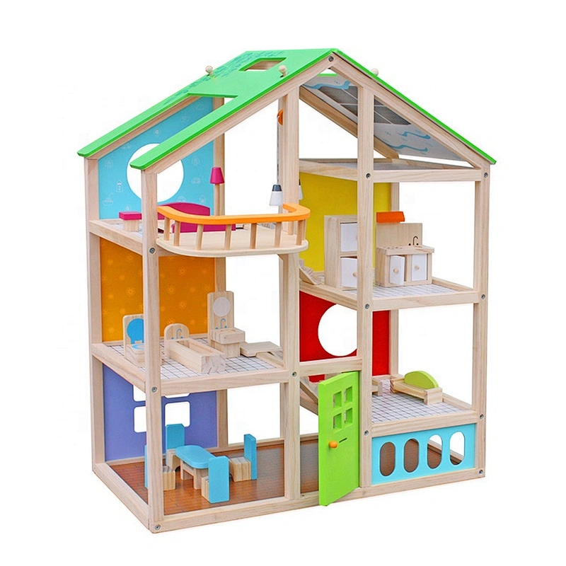 Venta al por mayor de niños juguetes en miniatura de madera kits de casa de muñecas para fingir W06A281