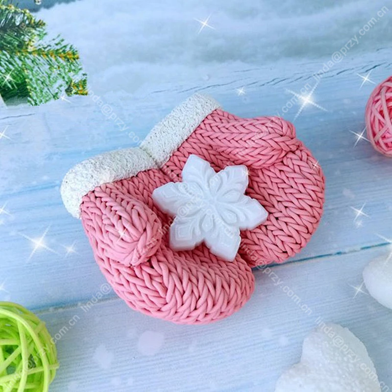 Knitted mittens silicone soap molds Heart shape Gloves Soap gel Silica  Mould
