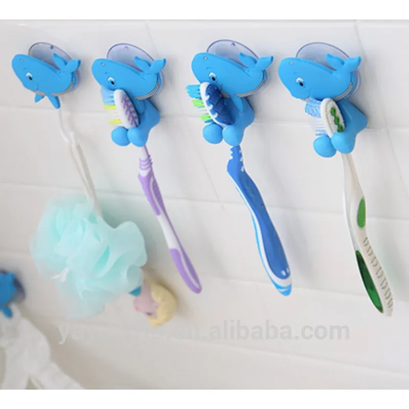 Toothbrush Holders & Hooks with Blue Whale Suction Cups.