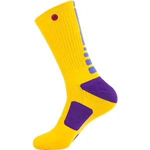 Cotton embroidery free terry sport socks